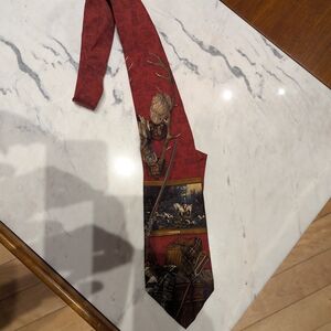 Polo by Ralph Lauren Red and Brown Hunting Scene Tie
